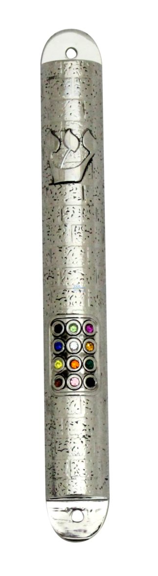SNSArts & Judaica Beautiful Glass Mezuzah with Silicon Cork 20cm Shattered Glass Design